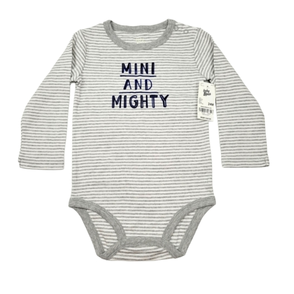 Baby Bgosh Gray & White Striped Long Sleeve Body Suit Mini and Mighty 24 Months